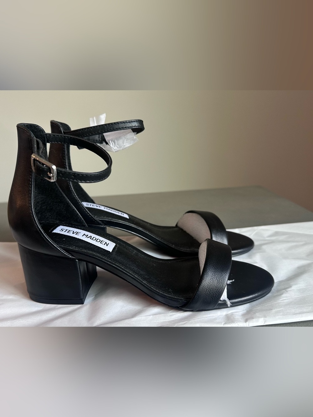 Steve Madden Irenee Black Strappy Block Heel Sandals